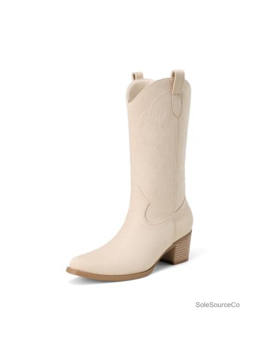 Women's Western Mid Calf Boots Cowboy Embroidery Wide Calf